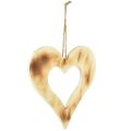 Floristik24 Dekorative hjerter træ til ophængning hjerte brændt i hjerte 20cm 3stk