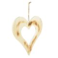 Floristik24 Dekorativt hjerte dekorativt træhjerte i hjertebrændt natur 25x25cm