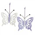 Floristik24 Deco bøjle sommerfugle træ lilla/hvid 12×11cm 4stk