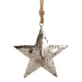 Hængende dekoration stjerne metal juledekoration sølv 15,5cm 3 stk