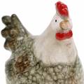 Floristik24 Deco figurer høne og hane grå, hvid, rød 10,2cm x 7cm H12,7cm 2stk