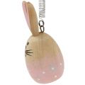 Floristik24 Bunny med fjer til at hænge op lyserød, blå 9cm - 9,5cm