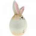 Floristik24 Påskehare keramik hvidt æg dekorativ figur kanin Ø6cm H11,5cm