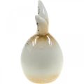 Floristik24 Påskehare keramik hvidt æg dekorativ figur kanin Ø6cm H11,5cm