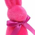 Floristik24 Bunny flokede lyserød 16 cm 4stk