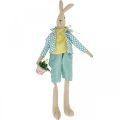 Floristik24 Stof påskehare, kanin med tøj, påskedekoration, kanin dreng H46cm