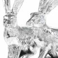 Floristik24 Påskehare Siddende Sølv Kanin Dekorativ Figur Påske 13cm 2stk