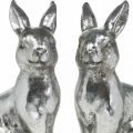 Floristik24 Deco kanin siddende påskedekoration sølv vintage H17cm 2stk