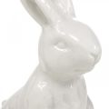 Floristik24 Keramisk kanin siddende hvid påskehare påskepynt H14,5cm 3 stk