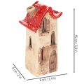 Keramikhusdekoration med rødt tag, lysende hus, 15 cm, 2 stk. | Floristik24.dk