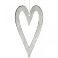 Floristik24 Dekorativt hjerte til ophængning af sølvaluminium bryllupsdekoration 22 × 12cm