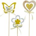 Floristik24 Dekorativ prop sommerfuglblomst og hjerte, forårsdekoration, blomsterknap, Valentinsdag 9stk