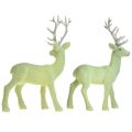 Floristik24 Deer Deco Rensdyr Grøn Grå Kalveflokket 20 cm Sæt med 2