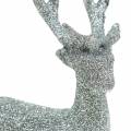 Floristik24 Dekorativ figur hjorte sølvglitter 9cm x 16cm
