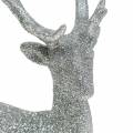 Floristik24 Deco figur hjorte sølv glitter 25cm x 12cm