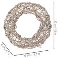 Trækrans, dekorativ krans, naturhvid, Ø30 cm, H9,5 cm | Floristik24.dk
