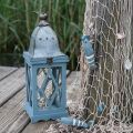 Floristik24 Trælanterne med metaldekoration, dekorativ lanterne til ophæng, havedekoration blå-sølv H51cm