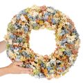 Kunstig hortensia-krans, farverig, til dør og væg, 55 cm | Floristik24.dk