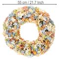 Kunstig hortensia-krans, farverig, til dør og væg, 55 cm | Floristik24.dk