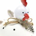 Floristik24 Deco figur kylling hvid med prikker og fjer H13cm 2stk