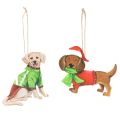 Floristik24 Hundejuleophæng, dekorativt hængende ornament, hund med tørklæde og hue, 12 cm, 2 stk.