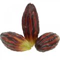 Floristik24 Kakaofrugt kunstig deco butiksvindue lilla-grøn 17cm 3stk
