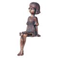 Floristik24 Kantsæde havefigur siddende pige bronze 52cm