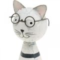 Floristik24 Kat med briller, dekorativ figur til placering, kattefigur metal sort og hvid H16cm Ø7cm