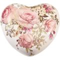 Floristik24 Keramisk dekorativt hjerte med roser lertøj til bordet 10,5cm