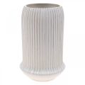 Floristik24 Keramikvase med riller Hvid keramikvase Ø13cm H20cm