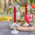 Floristik24 Lysdekoration, forår, lysestage med blomster, metaldekoration til brylluppet