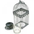 Floristik24 Stearinlys, fuglebur med fyrfadsglas, metallygte, bryllupsdekoration, lanterne 22cm