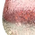 Floristik24 Glas lanterne, fyrfadsstage, borddekoration, lyseglas lyserød / sølv Ø15cm H15cm