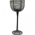 Floristik24 Fyrfadsstage sort metal dekorativt vinglas Ø10cm H26,5cm