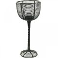 Floristik24 Fyrfadsstage sort metal dekorativt vinglas Ø10cm H26,5cm