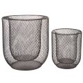 Sort metalkurvlysholder, Ø28,5/18 cm, sæt med 2 | Floristik24.dk