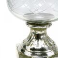 Floristik24 Lanterneglas med base antik look sølv Ø17cm H31,5cm