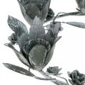 Floristik24 Lysestage blomsterring metal Ø23cmH7cm grå
