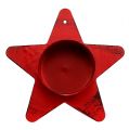 Floristik24 Lysestage stjerneform til fyrfadslys 10x7cm rød