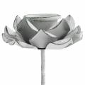 Floristik24 Lysestage blomst til at klæbe hvidt metal Ø6×10cm