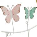 Floristik24 Fjederdekoration, krogskinne med sommerfugle, metaldekoration, dekorativ garderobe 36cm