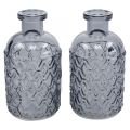 Floristik24 Lille glas vase vase diamant mønster glas blå grå H12,5cm 6 stk