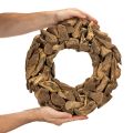 Dekorativ krans lavet af naturlige træstykker, rund, 35 cm | Floristik24.dk