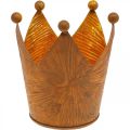 Floristik24 Fyrfadsstage krone rust guld look metal dekoration H11cm