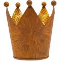 Fyrfadsstage krone rust guld look metal dekoration H11cm | Floristik24.dk