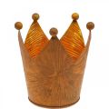 Floristik24 Fyrfadsstage krone rust guld look metal dekoration H10cm