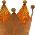 Fyrfadsstage krone rust guld look metal dekoration H10cm | Floristik24.dk