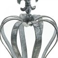 Floristik24 Dekorativ krone, borddekoration, metaldekoration sølv, vasket hvid H16cm Ø11cm