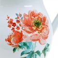 Floristik24 Dekorativ kande, blomstervase vintage look, emaljekande med rose motiv H19cm