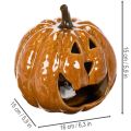 Keramisk græskar Halloween LED-dekoration 15 cm | Floristik24.dk